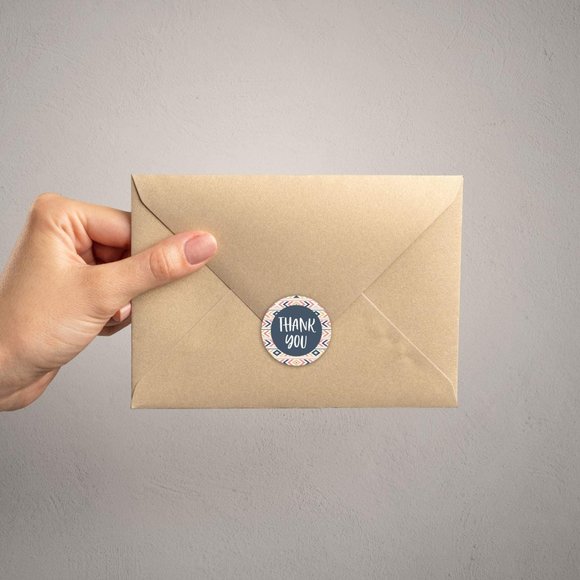 ⬇ 80pc 1.5" Boho Aztec Colorful Thank You Stickers - Picture 5 of 7